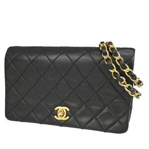 CHANEL CC Mini Matelasse Full Flap Chain Shoulder Bag Leather Black GHW 645LC499